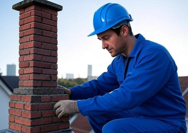Professional Chimney Sweep at Work